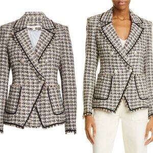 New VERONICA BEARD Theron Tweed Houndstooth Blazer Double Breasted Size 12